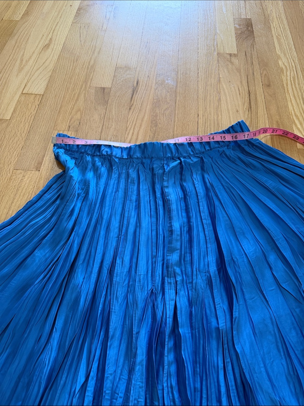 J. Jill Solstice Blue Cyan Satin Pleated Accordion Midi Skirt Sz L - Picture 3 of 6